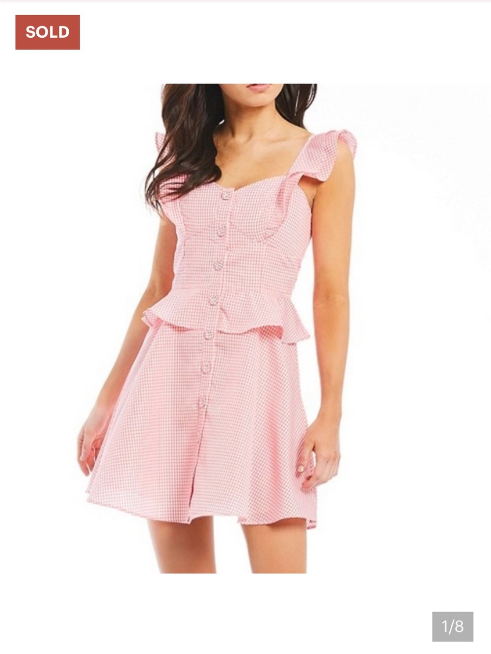 Gianni Bini GB Gingham Plaid Ruffle Dress M
